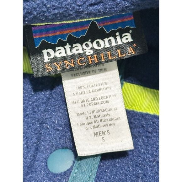 Patagonia Synchilla T Snap Men's Peddie Crew Fleece Jacket Blue‎ Size Small - Picture 2 of 13